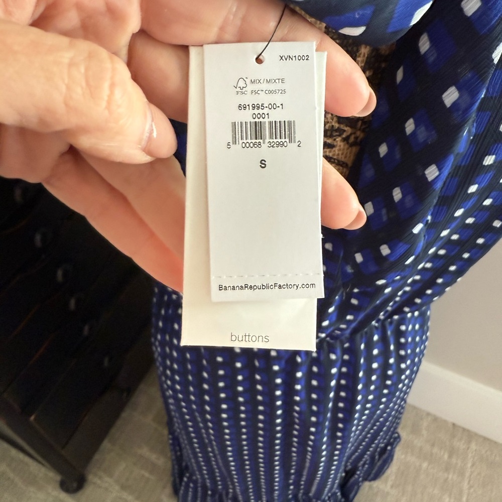 Banana Republic Navy Patterned Midi Dress - Picture 7 of 10